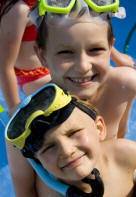 Children wearing snorkel gear