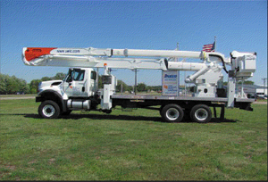 Insolated two man Boom Truck with a maximum working height of  100 feet