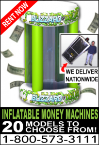 Los Angeles CA Circular inflatable money machine cash cube rentals
